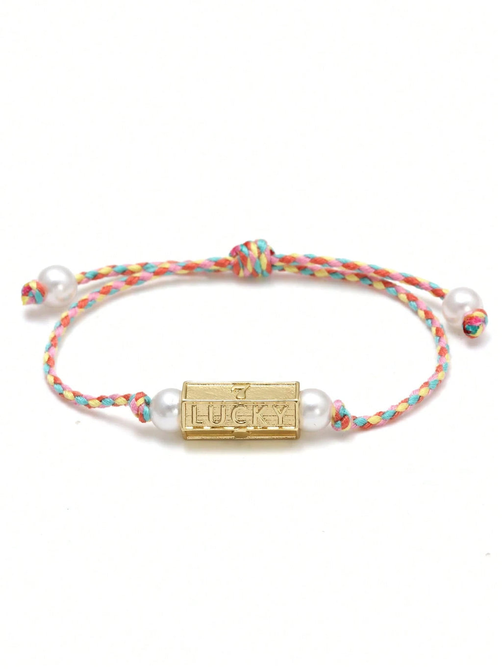 Women's Eye Bead Hexagonal Pendant Woven Rope Bracelet