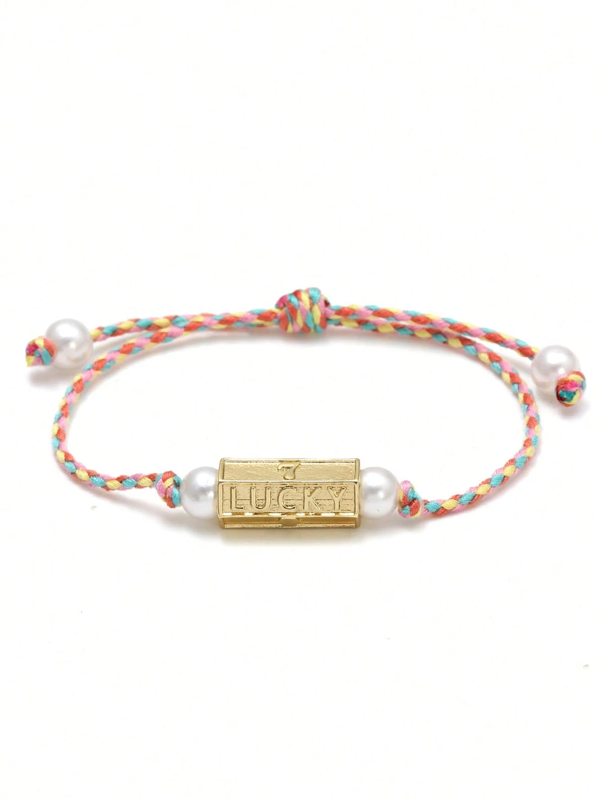 Women's Eye Bead Hexagonal Pendant Woven Rope Bracelet