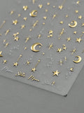 Gold Color Moon Starlight 3D Nail Art Stickers