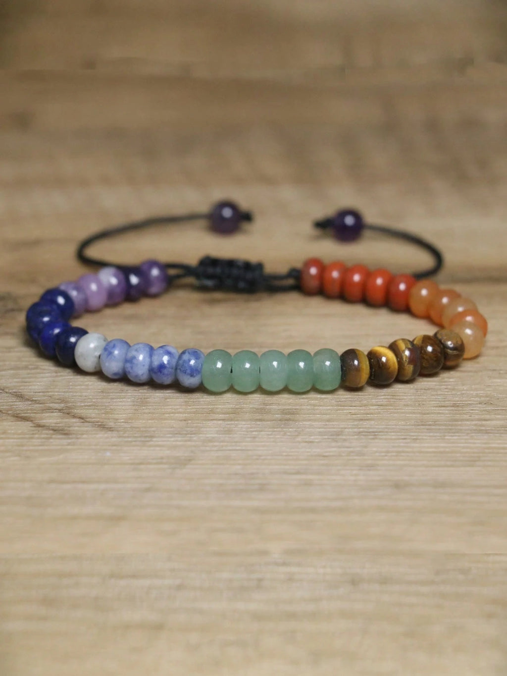 7 Chakra Adjustable Beaded Natural Gemstone Bracelet