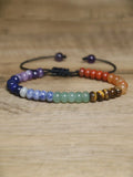 7 Chakra Adjustable Beaded Natural Gemstone Bracelet