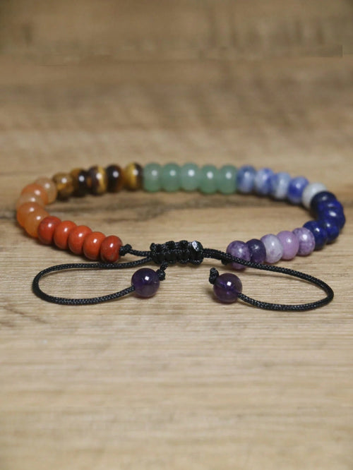 7 Chakra Adjustable Beaded Natural Gemstone Bracelet