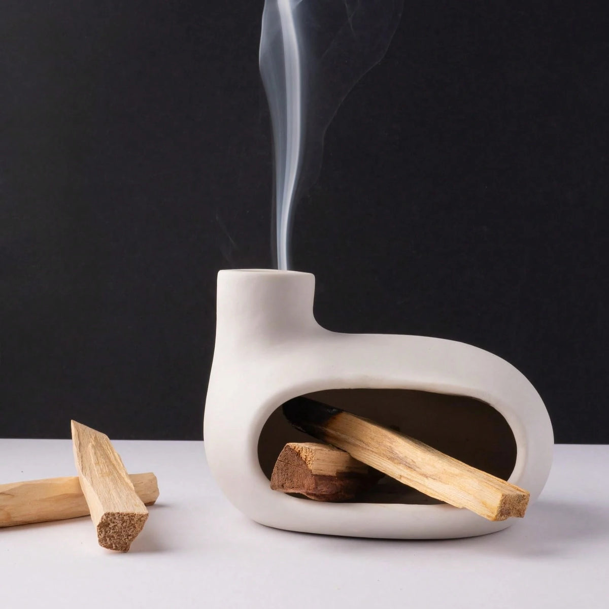 Mini Fireplace Ceramic Palo Santo Holder with Chimney