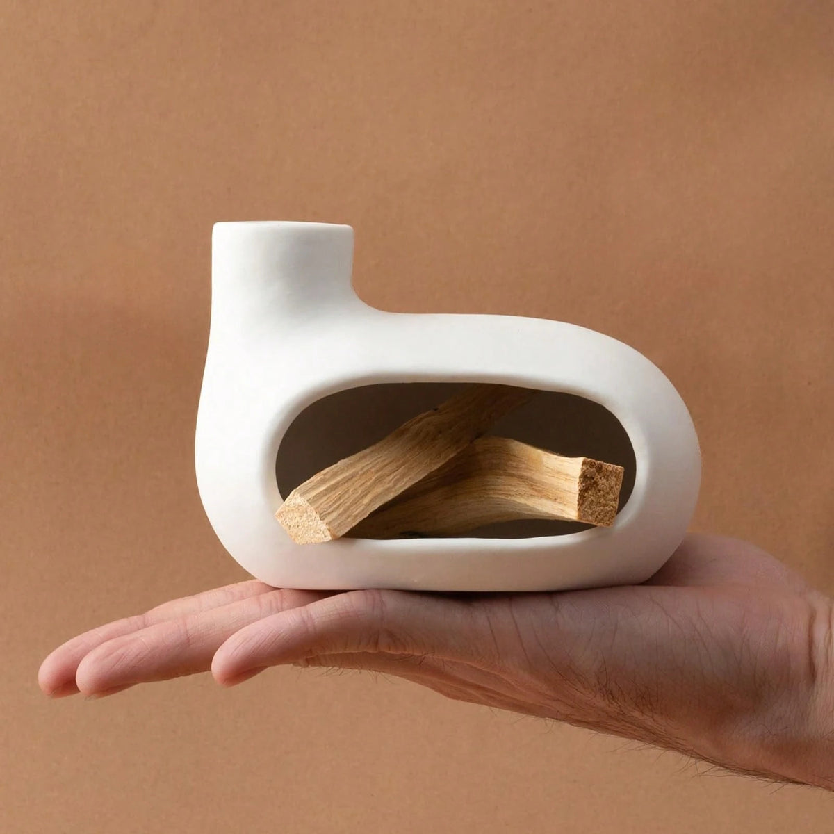 Mini Fireplace Ceramic Palo Santo Holder with Chimney