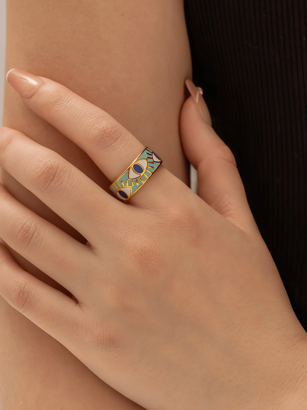 Women's 18K Gold Plated Stainless Steel Eye Ring