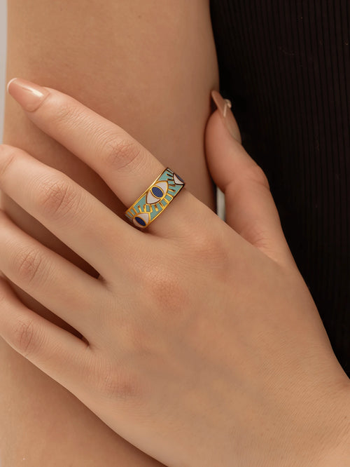 Women's 18K Gold Plated Stainless Steel Eye Ring
