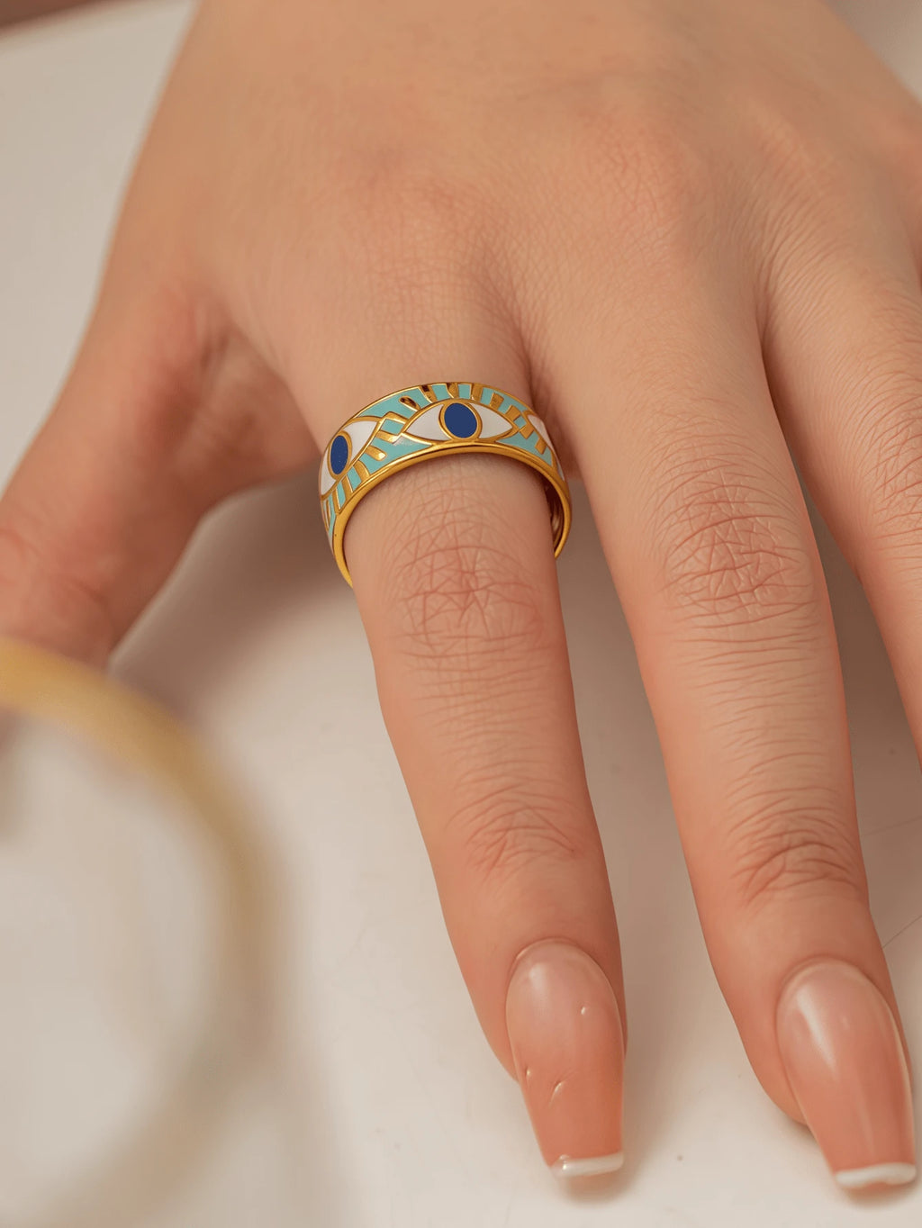 Women's 18K Gold Plated Stainless Steel Eye Ring