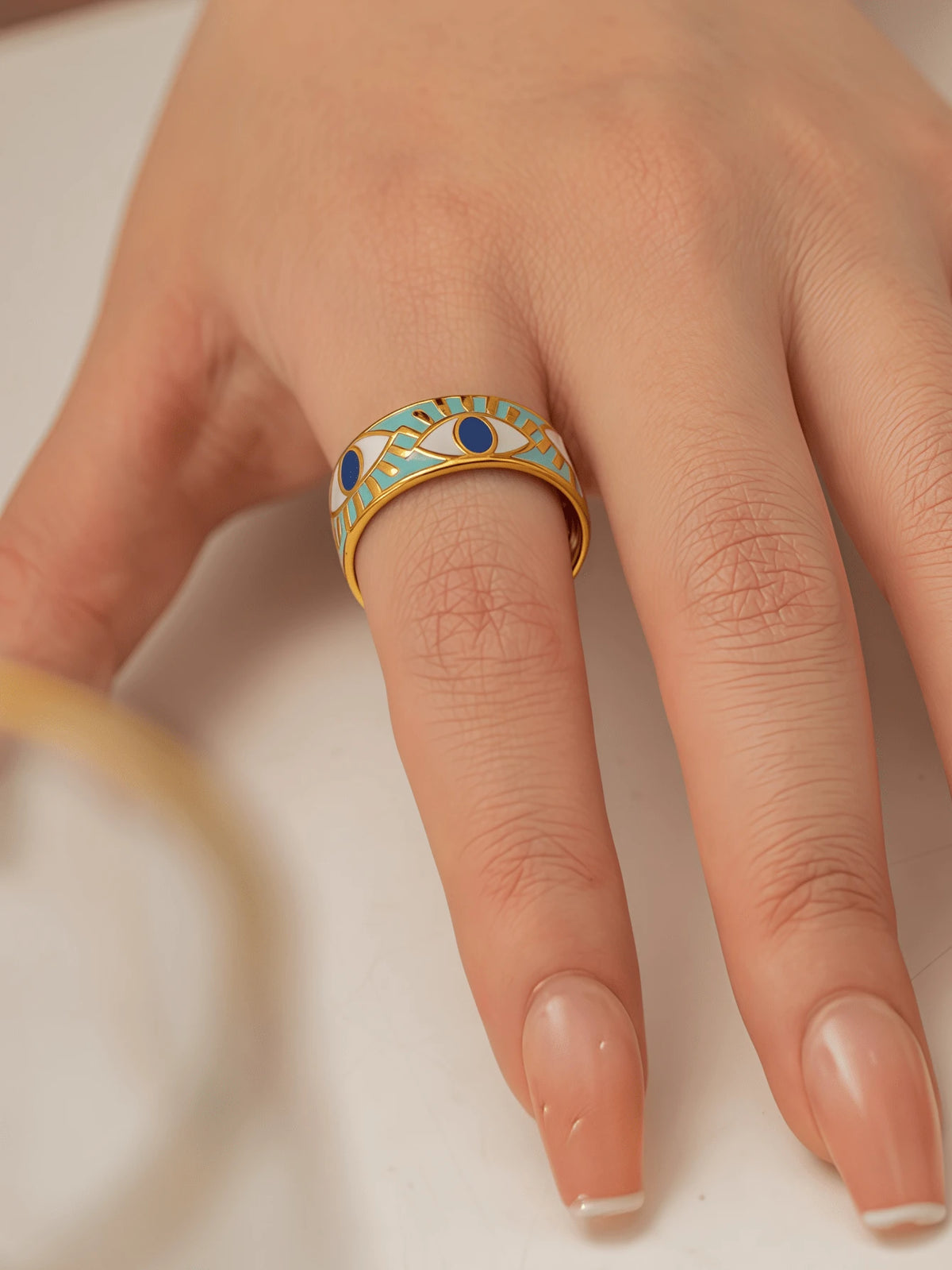 Women's 18K Gold Plated Stainless Steel Eye Ring