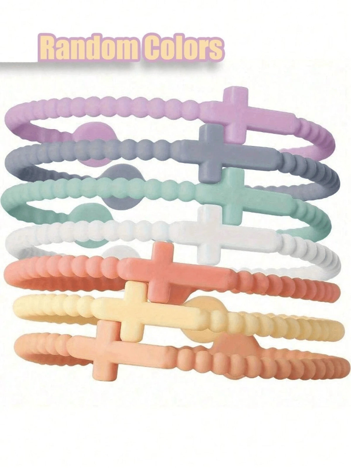 Unisex Multicolor Silicone Cross Wristband Set
