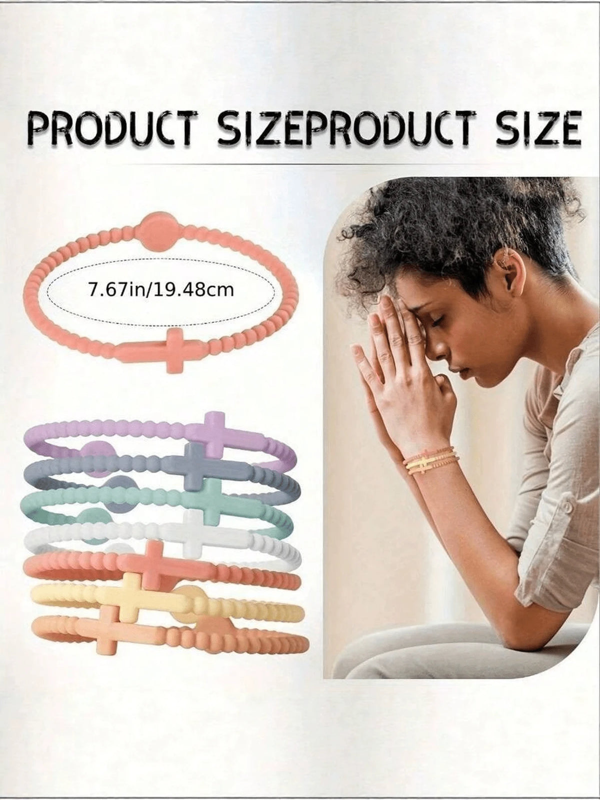 Unisex Multicolor Silicone Cross Wristband Set
