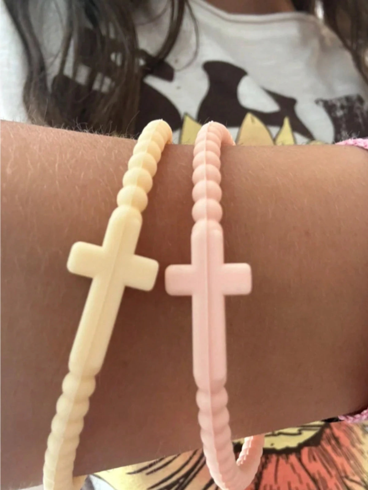 Unisex Multicolor Silicone Cross Wristband Set