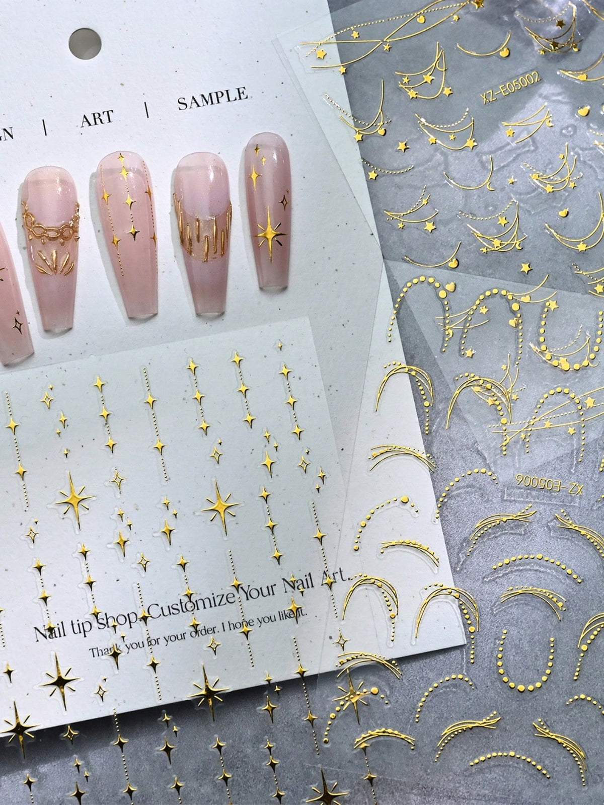 6pcs Star Moon Nail Art Stickers