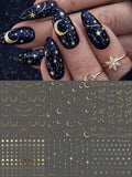 6pcs Star Moon Nail Art Stickers