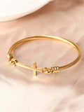 Women's Stainless Steel Cross Cable Wire Bangle