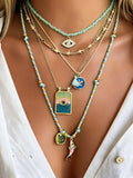 Women's 5pcs Bohemian Evil Eye Fish Star Multi-Layer Necklace Set