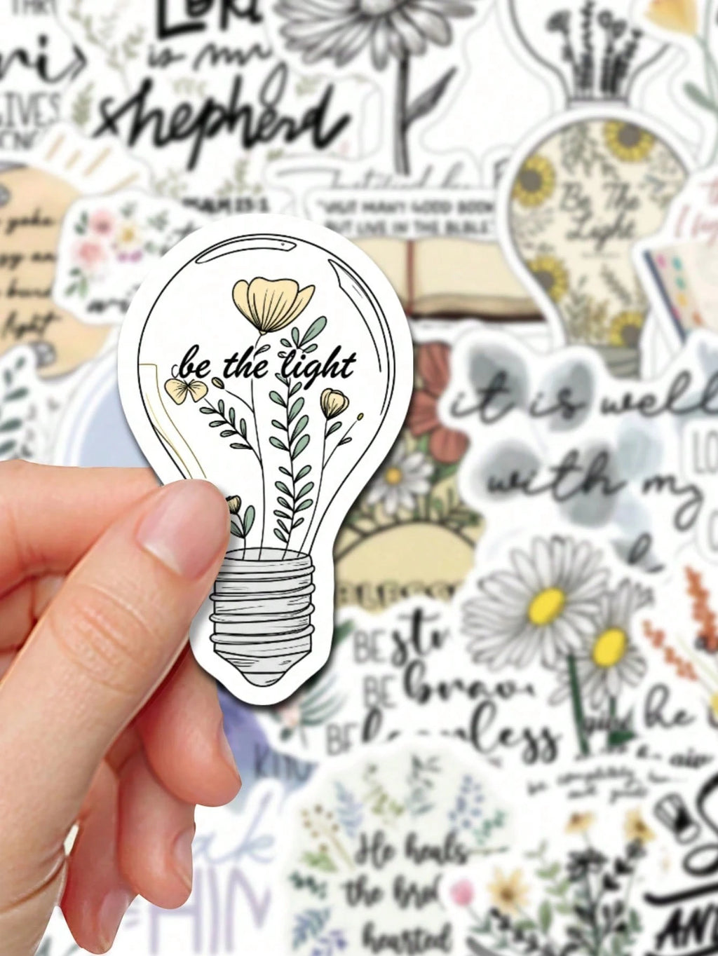50pcs Christian Bible Verse Boho Floral Stickers