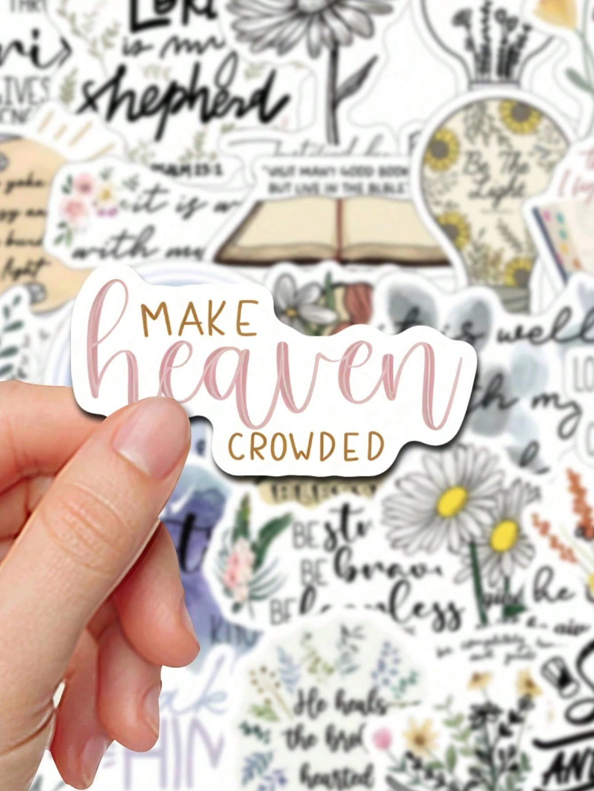 50pcs Christian Bible Verse Boho Floral Stickers