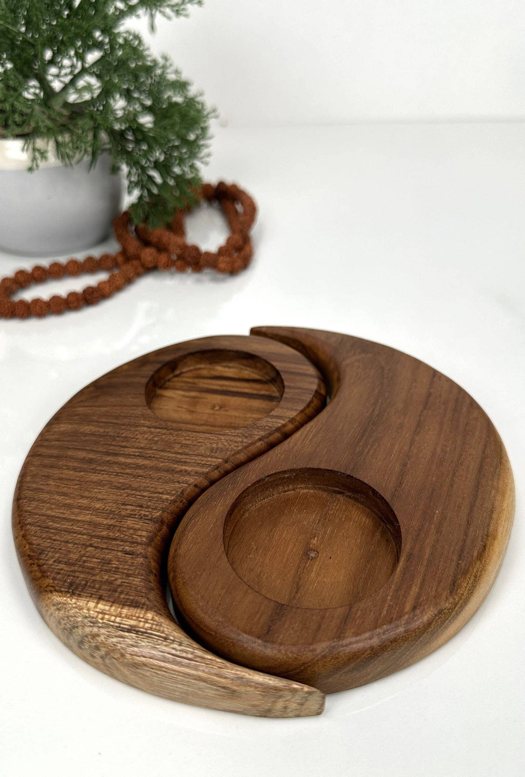 Wooden Ying Yang Tea Light Holder - Handcrafted