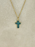 Cross Necklace w Mineral Stone