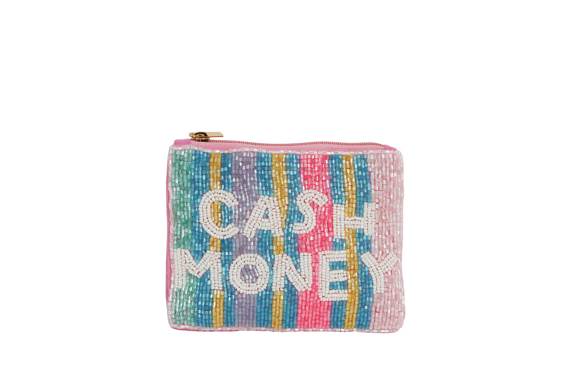Ladies Fully Beaded "CASH MONEY"Theme Coin Purse