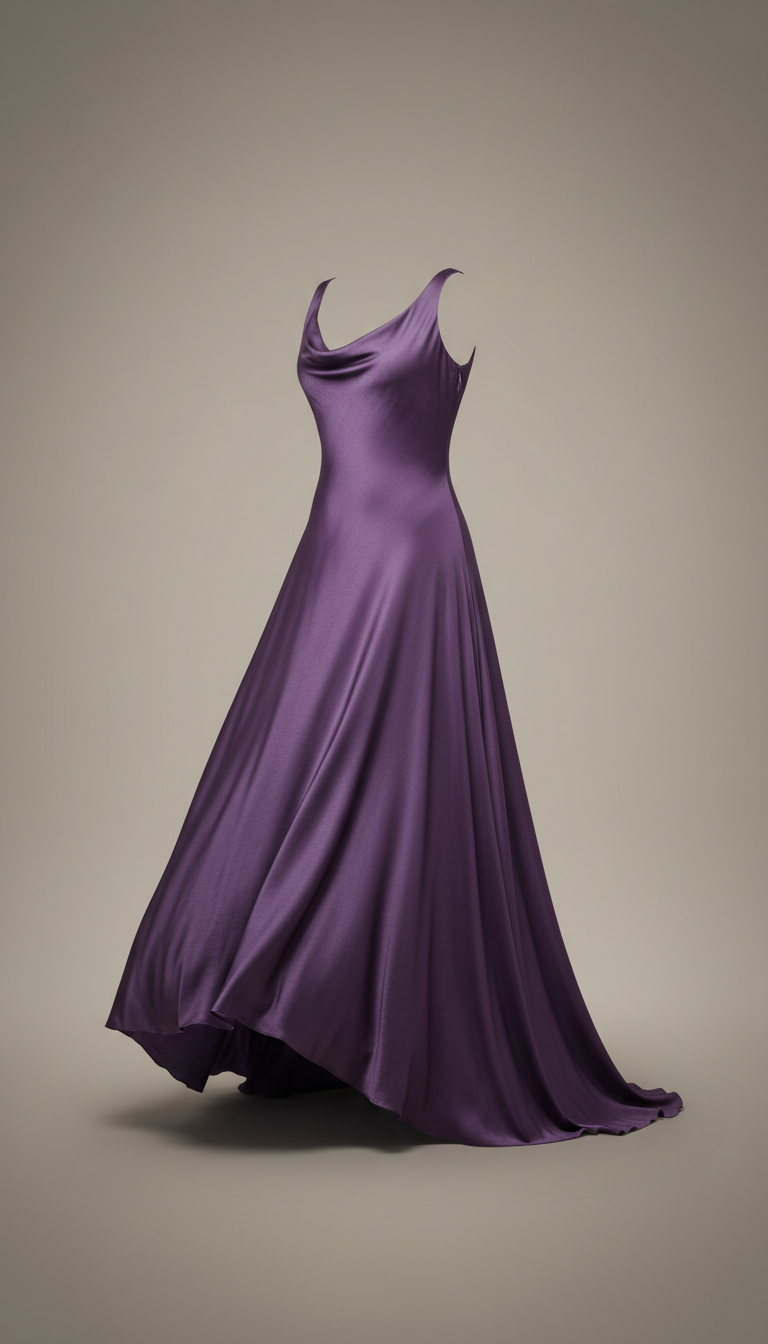 Flowing silk-blend dress in deep spirit purple