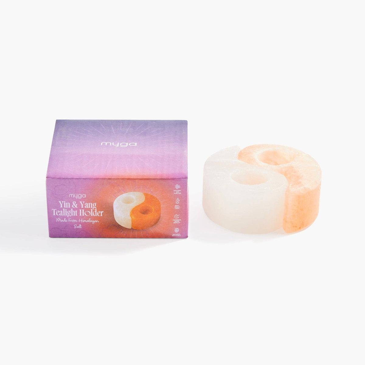 Myga Himalayan Salt Tealight Holder - Yin Yang