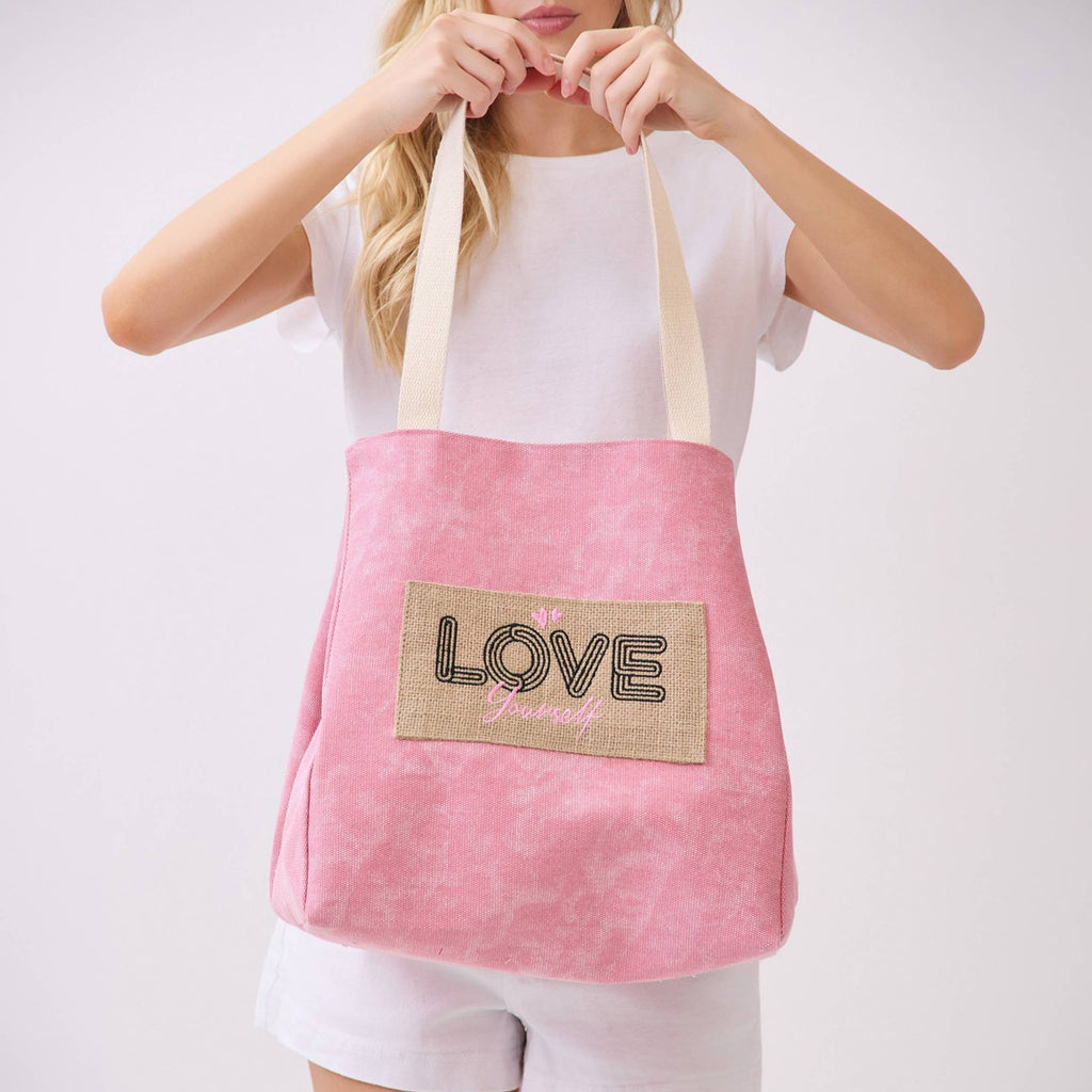 Shoulder & Bucket Style LOVE YOURSELF Canvas Bag