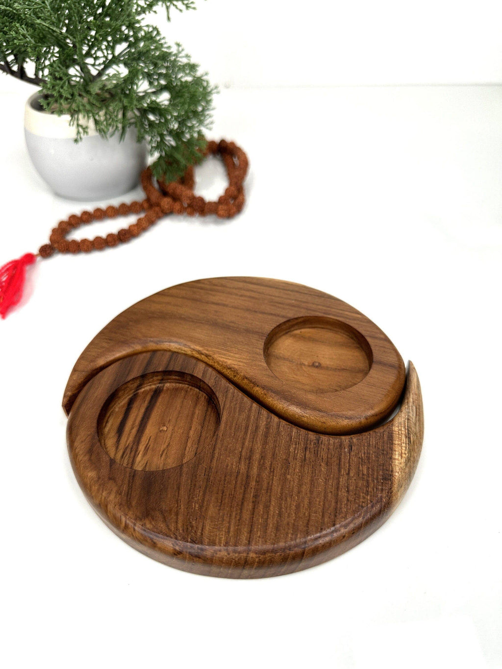 Wooden Ying Yang Tea Light Holder - Handcrafted