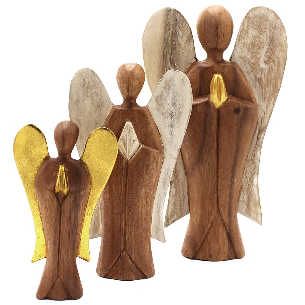 Hati-Hati Angel Love Sculpture - Hand Carved, 20cm