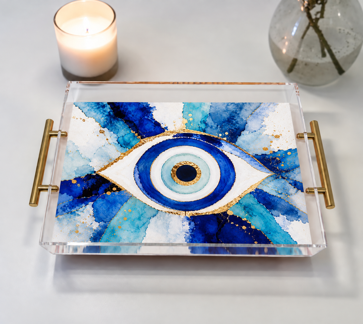 Evil Eye Art Acrylic Tray - Lucite Serving Tray