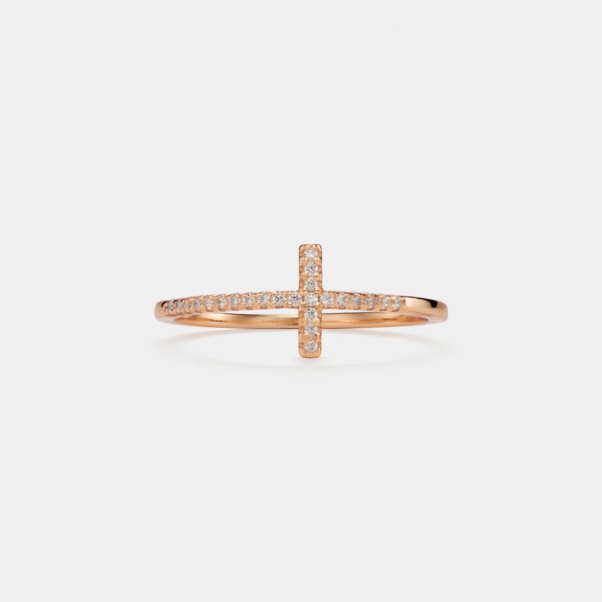 Pave Setting Cross Eternity Band Ring in 925 Sterling Silver