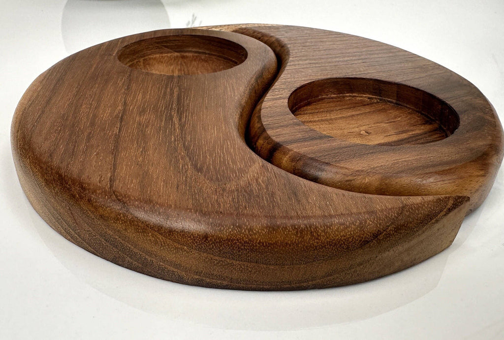 Wooden Ying Yang Tea Light Holder - Handcrafted