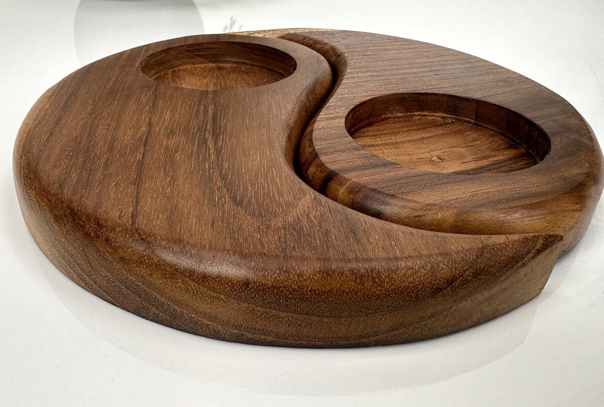 Wooden Ying Yang Tea Light Holder - Handcrafted