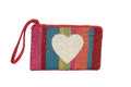 Ladies Heart Designed Fully Beaded Wristlet 