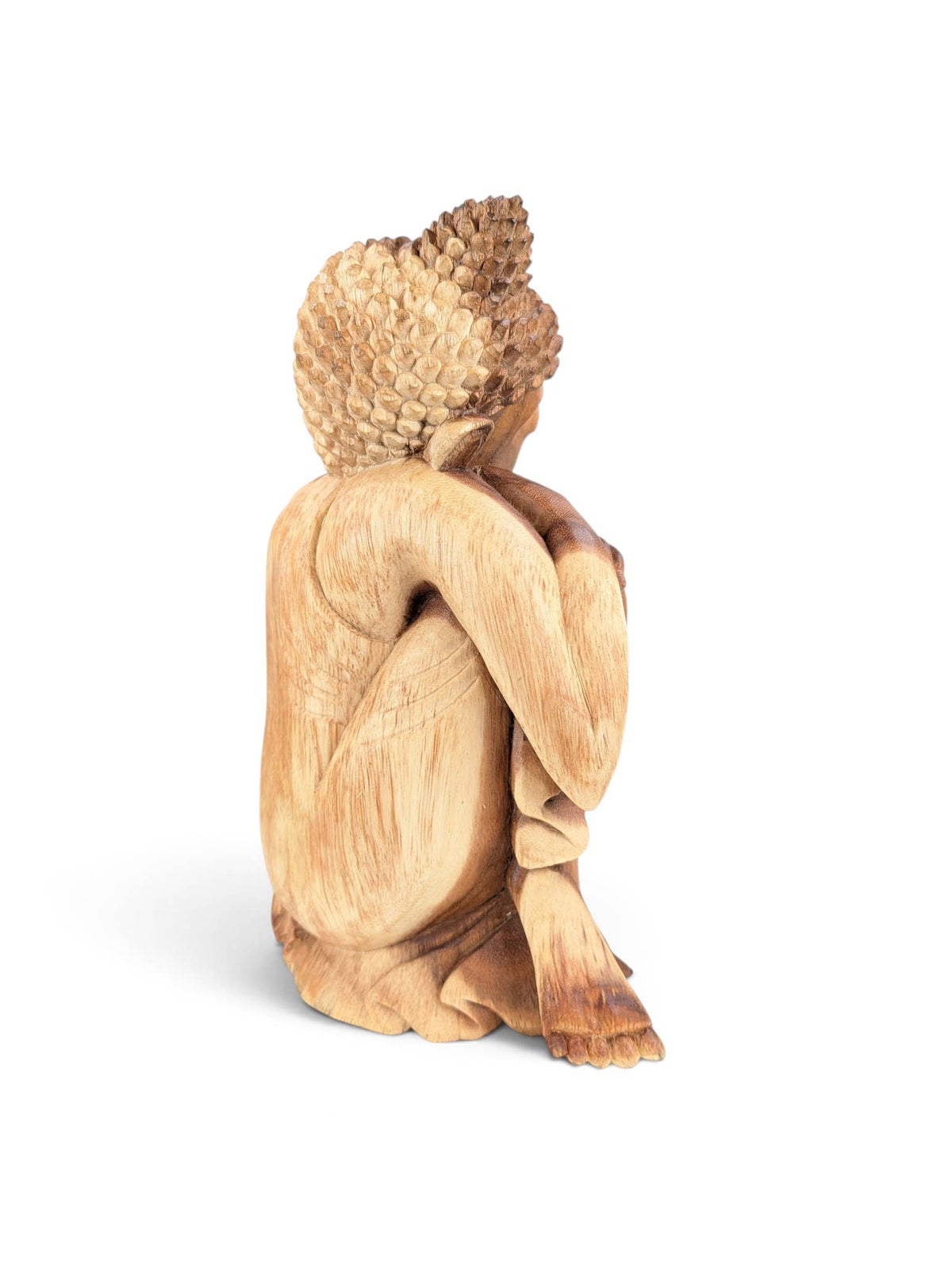 Handcrafted Teak Buddha Statue - 13.5" High