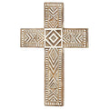 Wall Cross Brown White Wash Resin 10h