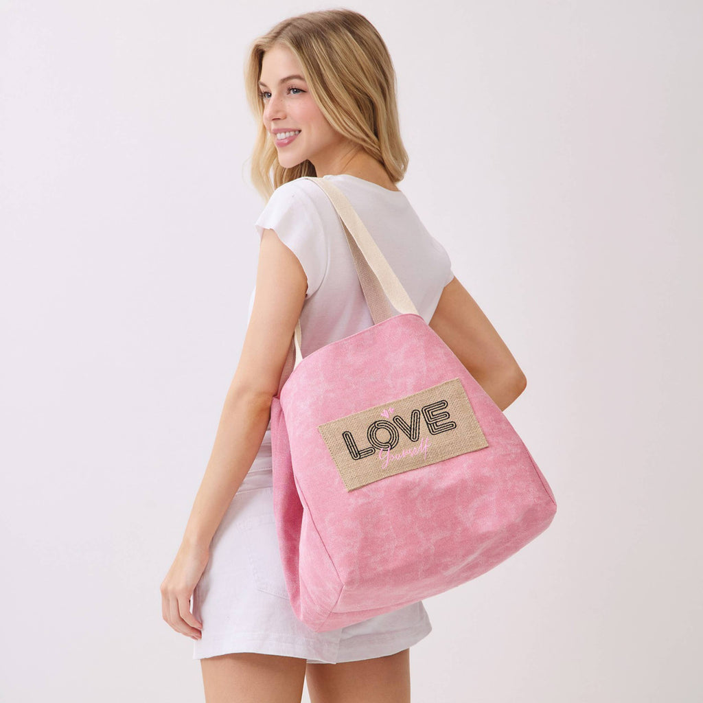 Shoulder & Bucket Style LOVE YOURSELF Canvas Bag