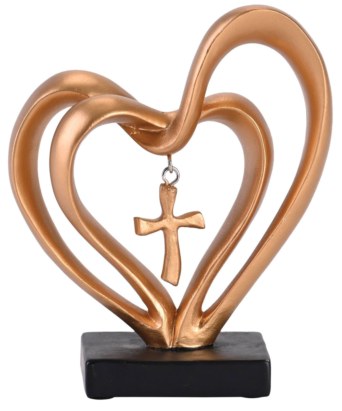 Tabletop Entwined Copper Heart Cross 4.5