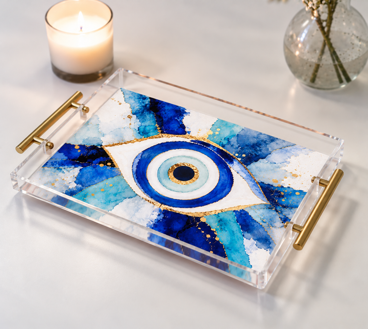Evil Eye Art Acrylic Tray - Lucite Serving Tray