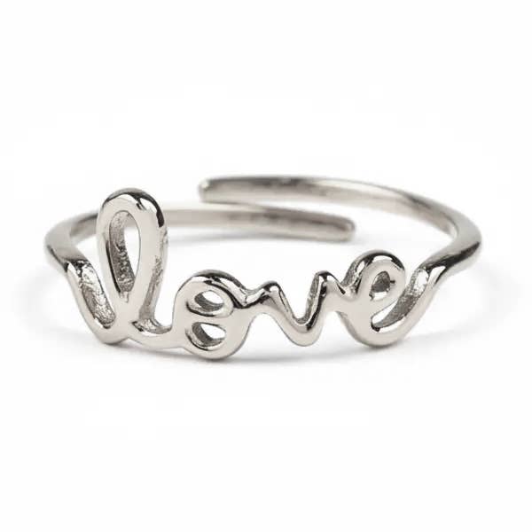 Love Stainless Steel Adjustable Ring