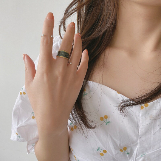 Colored Enamel Ring in Copper