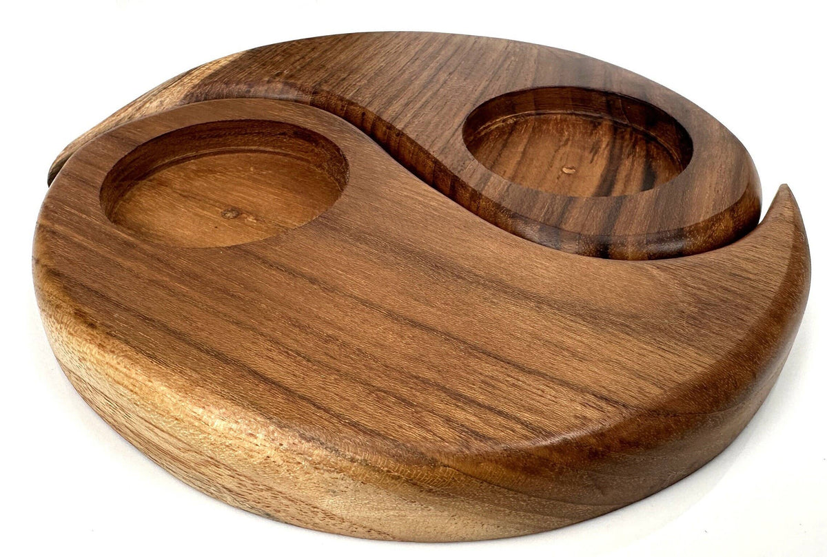 Wooden Ying Yang Tea Light Holder - Handcrafted