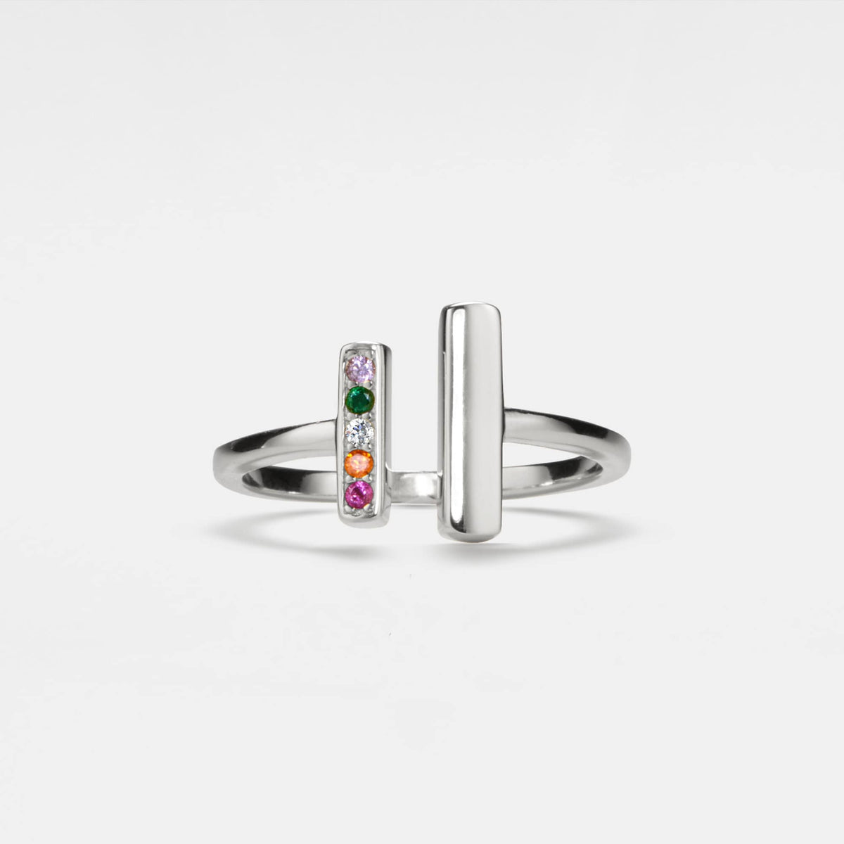 Dainty Rainbow Gem Stone Wire Ring in 925 Sterling Silver