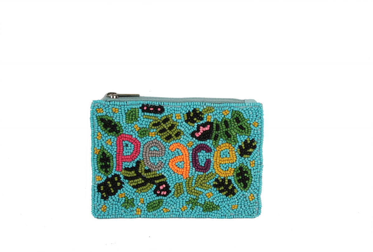 Ladies Beaded PEACE Theme Card Holder