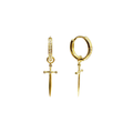 Dainty Dagger Sword Drop Hoop Earring in 925 Sterling Silver