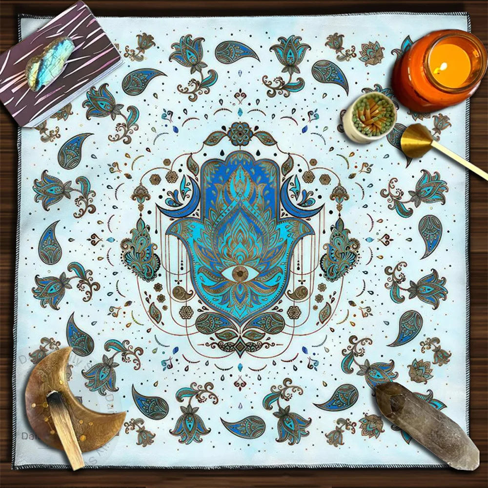 Moon Phase Floral Velvet Tarot Altar Cloth TLB1003