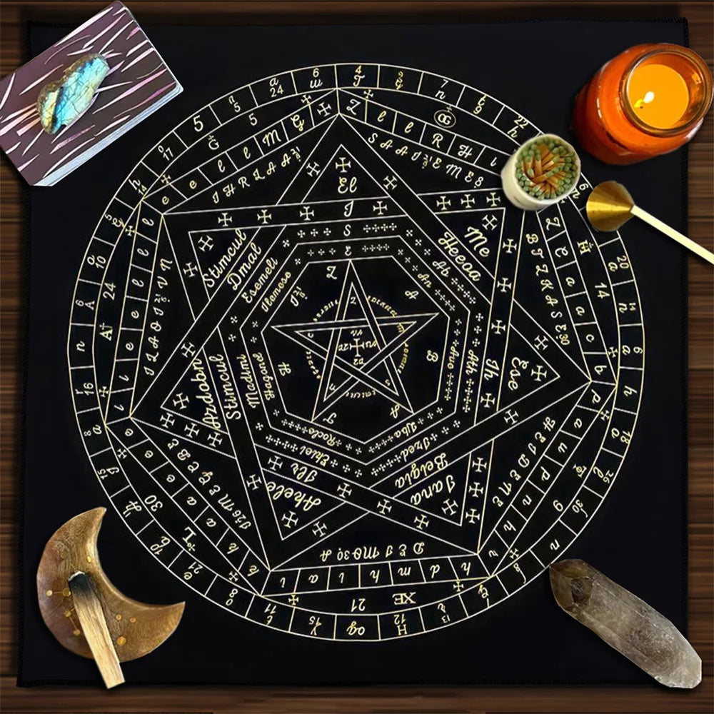 Moon Phase Floral Velvet Tarot Altar Cloth TLB1003