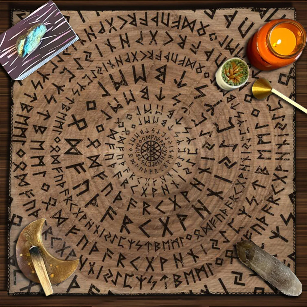 Moon Phase Floral Velvet Tarot Altar Cloth TLB1003