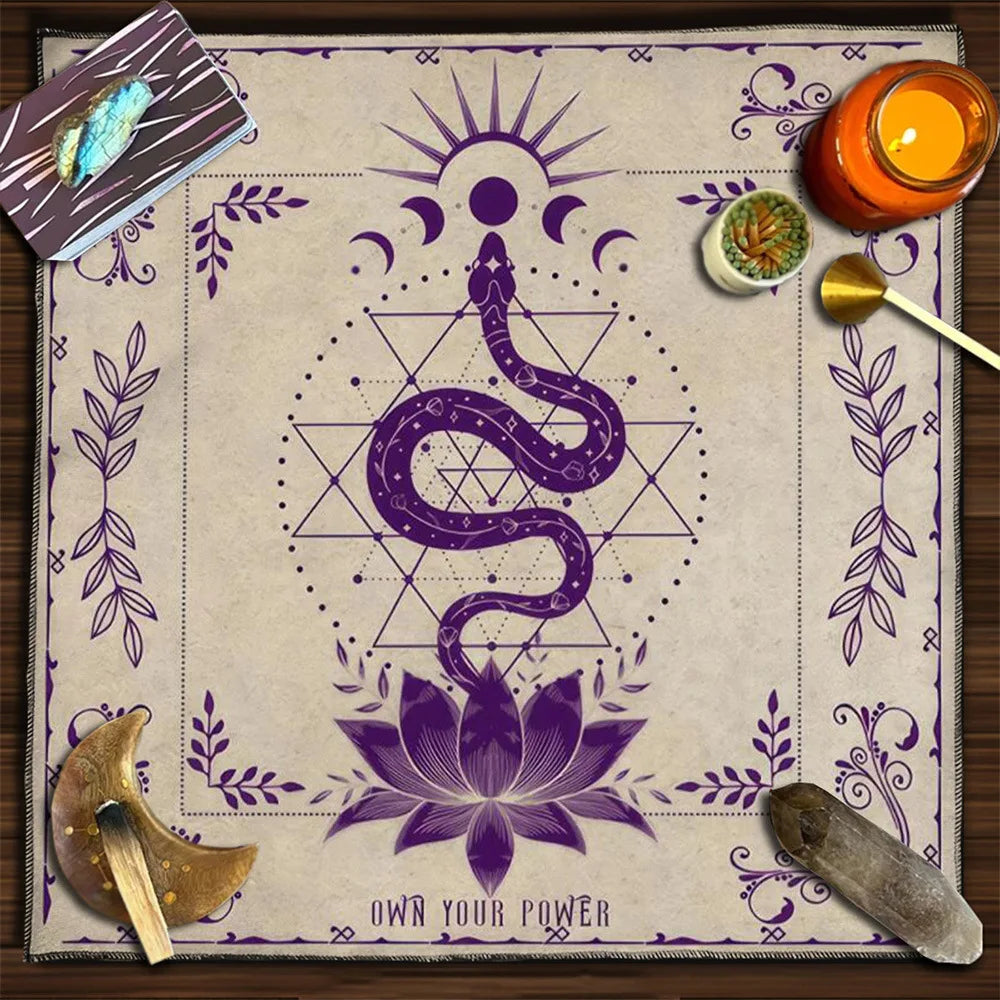 Moon Phase Floral Velvet Tarot Altar Cloth TLB1003