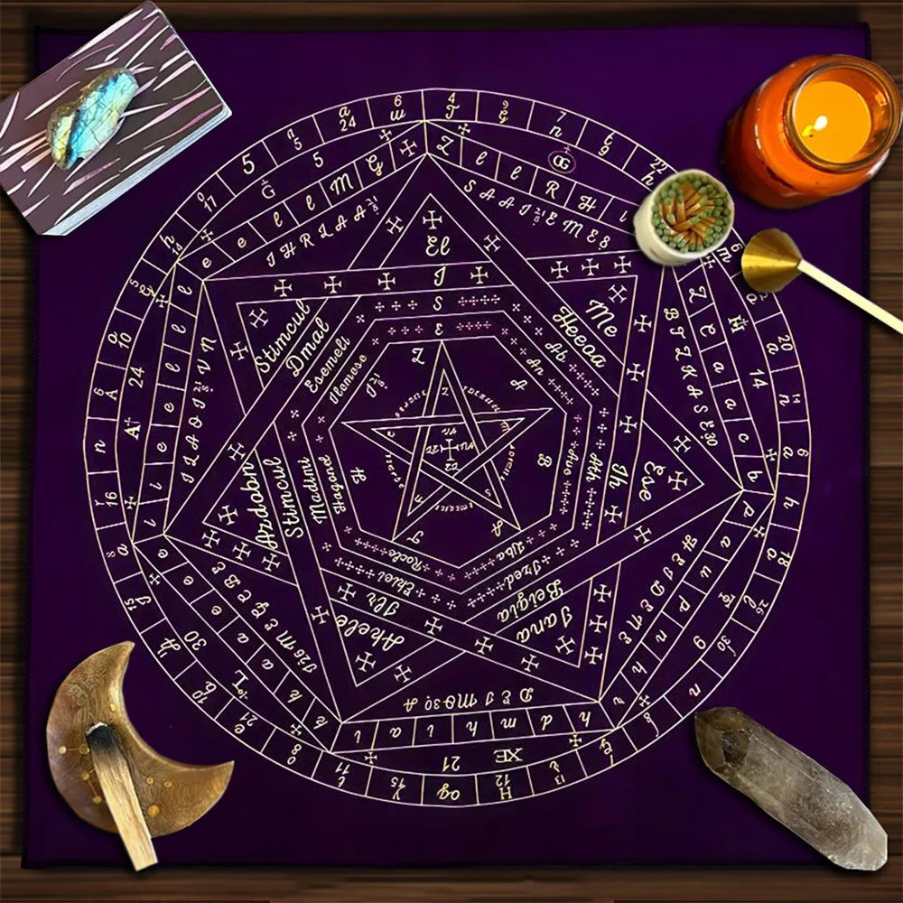 Moon Phase Floral Velvet Tarot Altar Cloth TLB1003